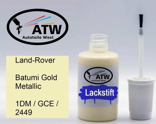 Land-Rover, Batumi Gold Metallic, 1DM / GCE / 2449: 20ml Lackstift, von ATW Autoteile West.
